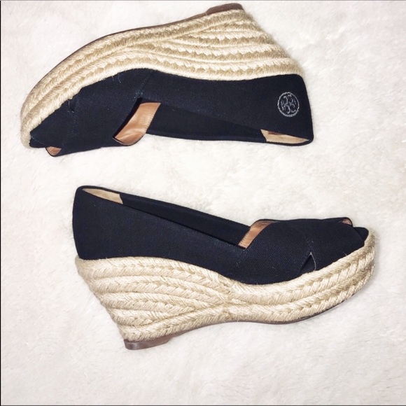Tory Burch Shoes - EUC! Tory Burch Black Filipe Espadrille Wedges